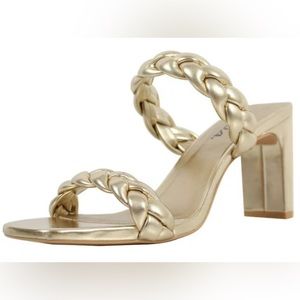 Soda Women’s Braided Open Toe Double Strap Heels-Gold ✨